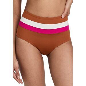 NWT l*space Portia Color Block Stripe Bikini Bottom in Amber Bougainvillea XS